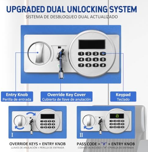Voncabay Money Safe Box for Home with Digital Keypad, 0.8 Cu. Ft., Blue - Image 3