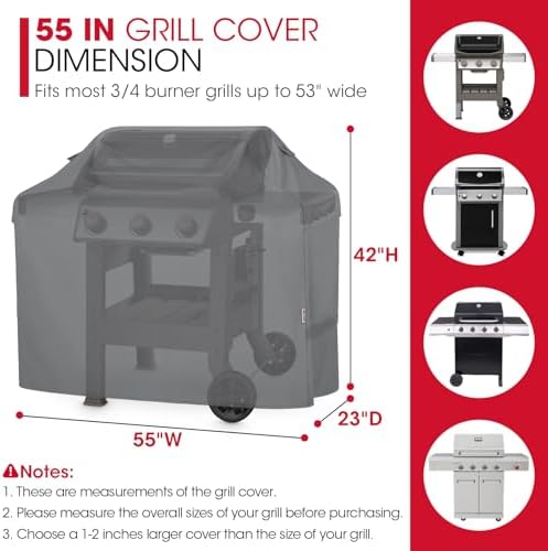 Unicook Waterproof Grill Cover, Heavy Duty Fade Resistant, 55 Inch, Gray - Image 2