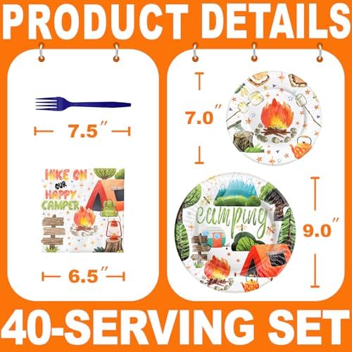 Camping Party Decorations - Camping Party Plates and Napkins for Kids, Serves 40 Guests - Image 2