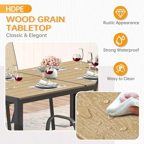 PIZZELLO 7-Piece Outdoor Dining Set w/ 60" Outdoor Table and 6 Chairs - Image 2