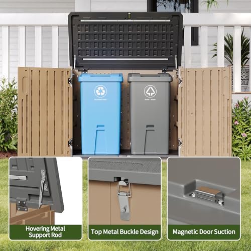 Aoxun Outdoor Storage Cabinet 35 Cu.Ft 2 Shelves, Brown - Image 7