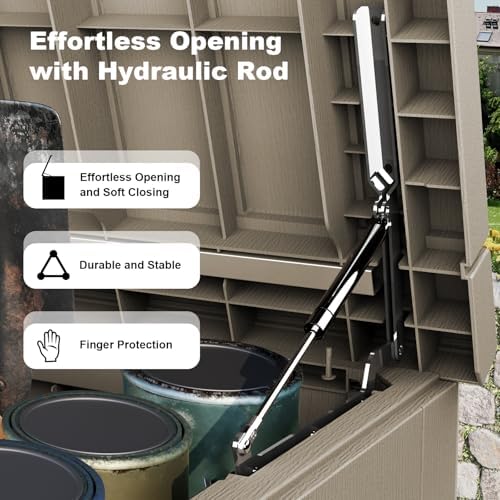 280 Gallon Outdoor Deck Box, Lockable Waterproof Outdoor Storage Boxes For Garden Tools,Indoor Cushions,Accessories Outside Storage Resin Weatherproof Container(Grey) - Image 3