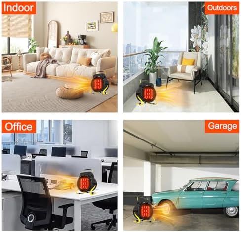 Outdoor Heater for Patio, 1500W Electric Garage Outdoor Heaters with 3 Modes, 3s Fast Heating, with Overheat Protection, Electric Space Heaters for Patio, Garage, Greenhouse, Office - Image 6