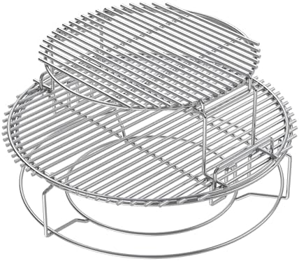 BBQ-PLUS Expander Rack Replacement Kit for XL Big Green Egg,Heavy Duty Stainless Steel 3 Tier 5 Piece Grill Basket Accessories with Removable Cooking Rack System Large by BBQ-PLUS