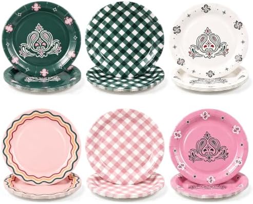 24 Pcs Camp Bachelorette Paper Plates 9" Gingham Decorations by Unknown