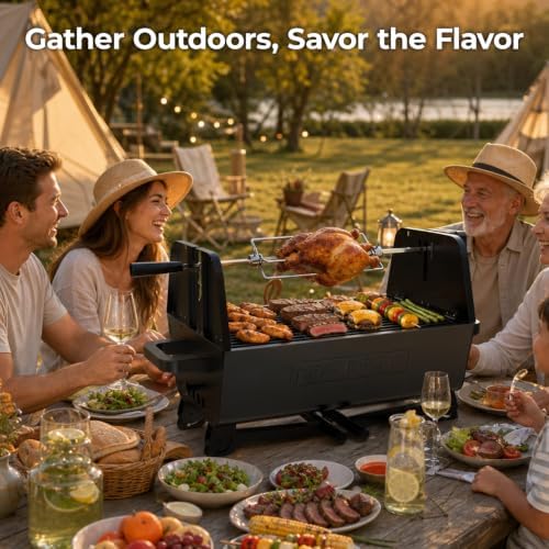BRANDMAN GRILLS SINCE 1987 2 in 1 Portable Charcoal BBQ Rotisserie Grill - Image 5