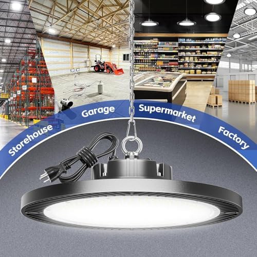 Led High Bay Lights 200W - 28000lm 5000K Super Bright Waterproof Led Shop Lights with Plug 5' Cable and Hook Ring, Garage Light for Factory Gym Warehouse Workshop（4 Pack） - Image 2