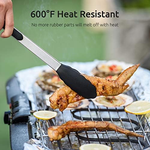 U-Taste Kitchen Tongs for Cooking, 600ºF Heat-Resistant Silicone, 3Pc/Black - Image 3