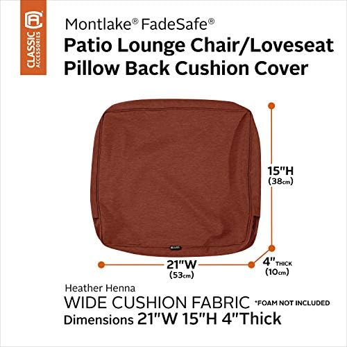 Classic Accessories Montlake FadeSafe Water-Resistant Patio Lounge Back Cushion Cover, 21 x 15 x 4 Inch, Heather Henna, Patio Furniture Cushion Covers - Image 2