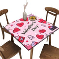 Fitted Tablecloth with Elastic, Love is in The Air Pattern Printed on Stain Resistant Outside Table Cover Weather Proof, Use for Kitchen Patio Restaurant, Fit for 32" x 32" Square Tables by JRBSZMI2