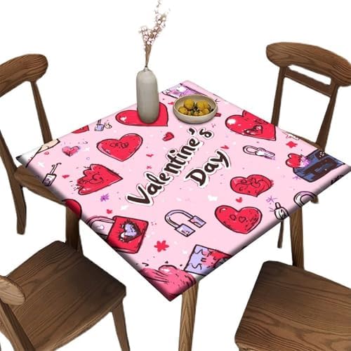 Fitted Outdoor Tablecloth, Love is in The Air Pattern Printed on Stain Resistant Flag Card Table Covers, Ideal for Buffet Catering Community, Fit for 28" x 28" Square Tables by JRBSZMI2