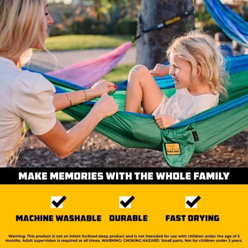 Wise Owl Outfitters Kids Hammock - Small Camping Hammock, Kids Camping Gear w/Tree Straps and Carabiners for Indoor/Outdoor Use, Kid Size Cloud Blue & Tangerine - Image 6