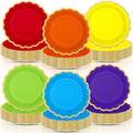 96 Pcs Rainbow Paper Plates 9 Inch Scalloped by Tiangrid