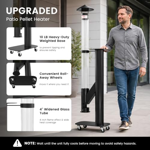 Patio Pellet Heater, 71.2" H Outdoor Wood Pellet Heater Smokeless Fire Pit - Image 3