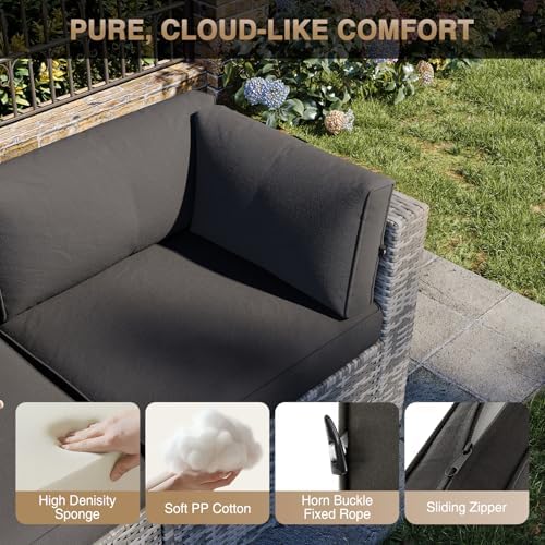 Aoxun Patio Furniture Sets, 8-Piece Outdoor Patio Furniture with 44'' Propane Gas Firepit Table, Wicker Outdoor Conversation Set Sectional Sofa for Backyard, Poolside, Garden - Image 4