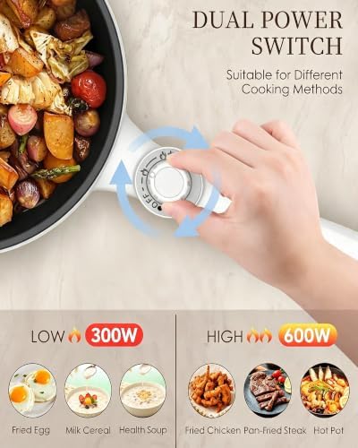 Audecook Electric Hot Pot Portable Nonstick Ramen Cooker Adjustable Power - Image 2