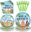 96Pcs Yoga Happy Birthday Party Decorations, Serves 24 by Greencian