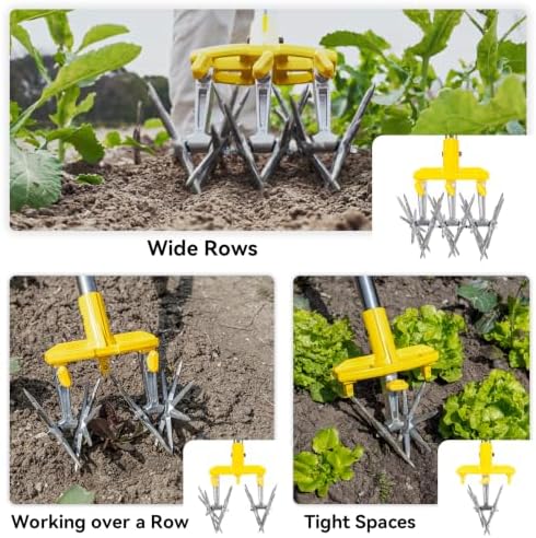Rotary Cultivator Garden Tool with Extra-Large Tines, 74-Inch Long Handle Manual Tiller Cultivator, Heavy-Duty Rotary Hand Tiller for Soil Mixing, Reseeding Grass, Gardening, Lawn Care - Image 5