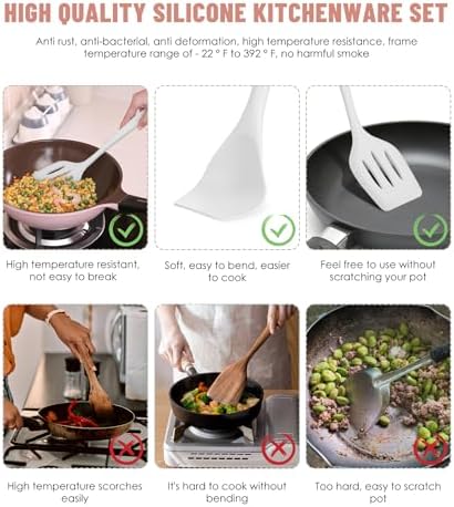 White Kitchen Utensils Set-12 Pieces Silicone Cooking Utensils Set - Image 3