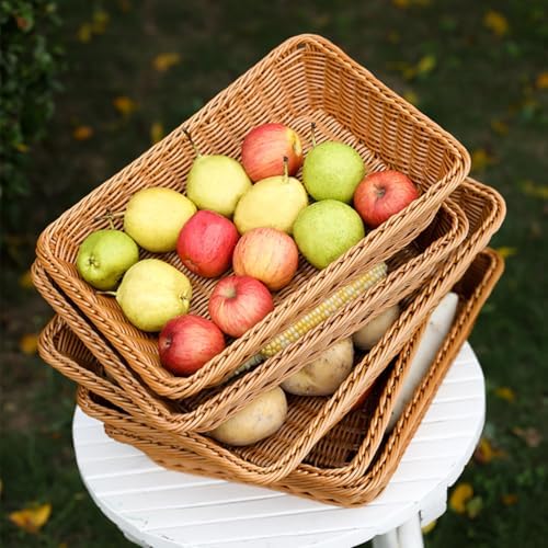 Teng Lang 10 pack15.8 Fruit Baskets Wicker Bread Basket, Woven Tabletop Food Fruit Vegetables Serving, Restaurant Serving Basket - Image 4