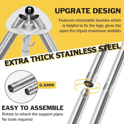 Joyfair Campfire Camping Tripod Grill Grate(17” Dia.), Stainless Steel - Image 2