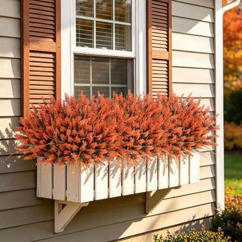 24 Bundles Fall Faux Outdoor Plants, UV Resistant Artificial Fake Lavender with Monkey Grass, Realistic Faux Lavender Greenery Shrubs for Patio Porch Yard Garden Pathway Window Box Fall Home Decor - Image 7