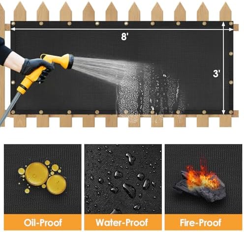 Fireproof Grill Heat Shield for Deck Railing/Wall, 8'x3', Black - Image 4