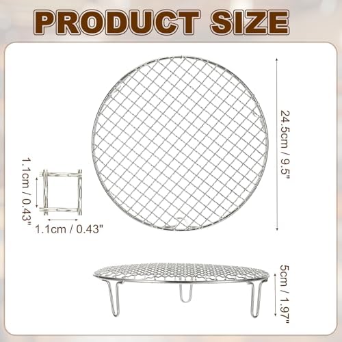 uxcell 9.5 Inch Round Cooking Rack, Stainless Steel Canning Racks with Legs, Barbecue Mesh Grill for Baking Cooling Steaming Cookware - Image 2