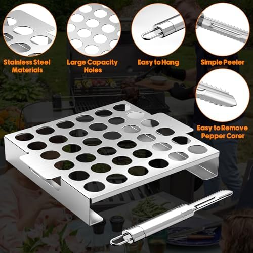 Skyflame Stainless Steel Jalapeno Grill Rack with Chili Pepper Corer Tool - Image 5
