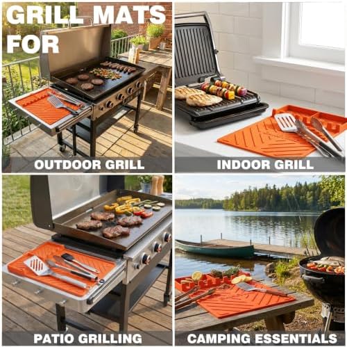 CAKETIME Silicone Grill Mats for Black Stone Griddle Accessories Baking Cooking Kitchen BBQ Durable Indoor Decor Oven Dish Drying Mats Rack Smoker Chef Gadgets Summer Vacation Funny Gifts for Men - Image 3