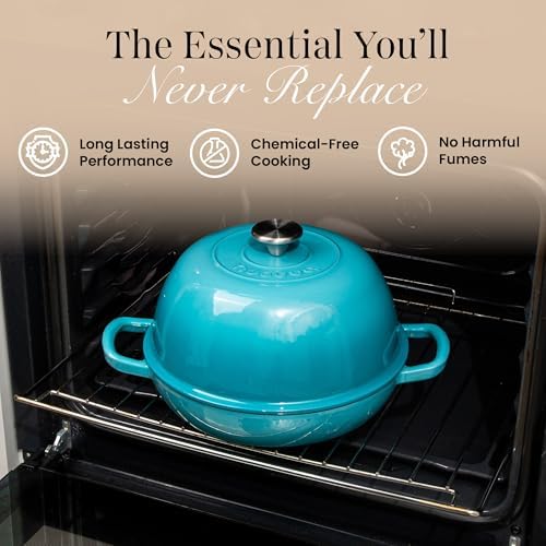 Enamelled Cast Iron Dutch Oven Pot – Dutch Oven For Sourdough Bread Baking – Cast Iron Bread Pot – Blue, 6 Quarts, 26cm – by Nuovva - Image 5