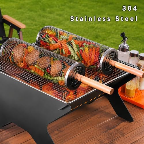 2Pcs Rolling Grill Baskets, 304 Stainless Steel BBQ Accessories - Image 5