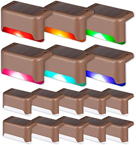 SOLPEX Color Changing Solar Deck Lights, 16 Pack Waterproof LED Lights by Solpex