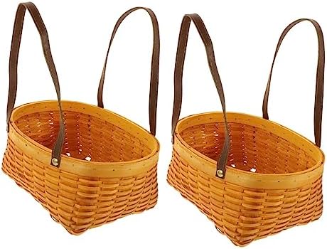 Yardwe 2pcs Outdoor Woven Picnic Basket Sturdy Handle Capacity Fruit Vegetable Storage for Picnics Parties and Home Organization Rustic Design for Easy Carrying by YARDWE