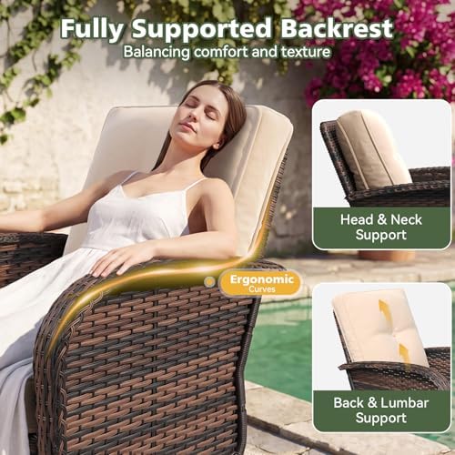Aoxun 10 Piece Outdoor Patio Furniture Set with Coffee Table, Wicker Rattan Outdoor Furniture with High Back Swivel Rocker Chairs, Outdoor Conversation Set with Thick Cushion & Ottoman, Beige - Image 6