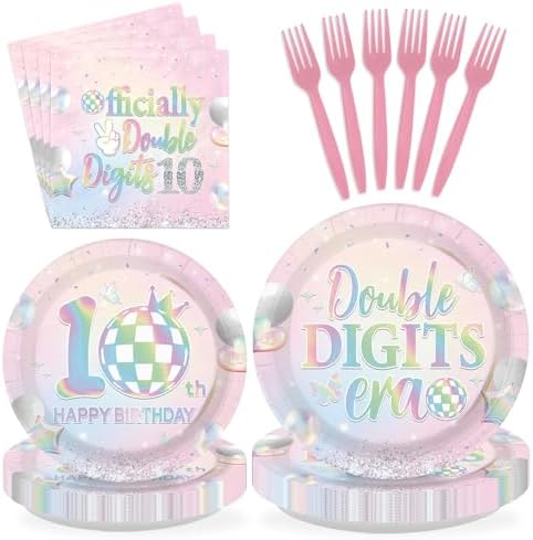 96Pcs 10th Birthday Party Decorations for Girls, Serves 24 by Greencian