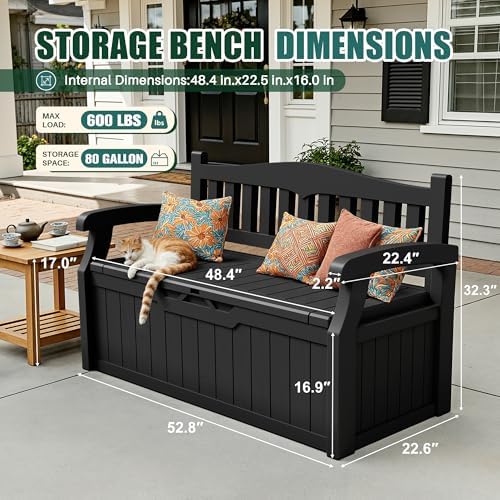 Devoko 80 Gallon Storage Bench Deck Box Waterproof&Lockable - Image 2