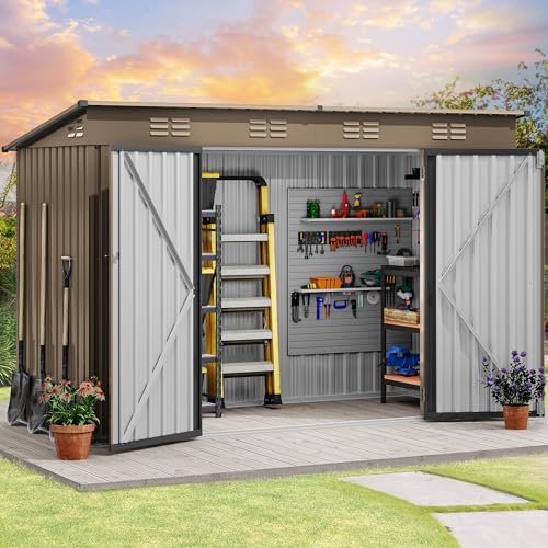 DWVO 9'x 4' Outdoor Storage Shed with Lockable Doors & Air Vents - Image 2