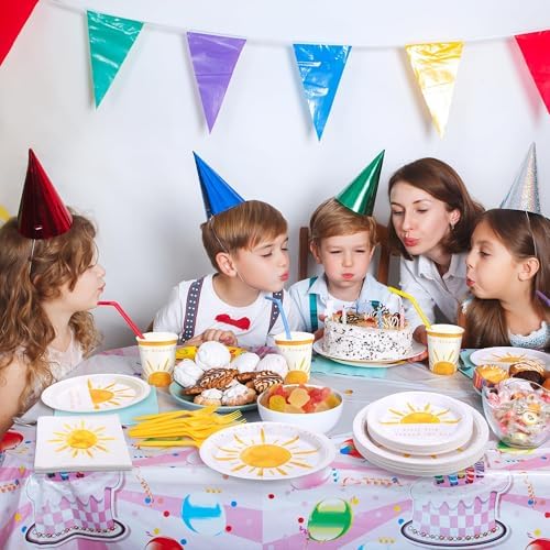 Kochorie 144 Pieces Boho Sun Birthday Party Decorations Tableware Sets Including Disposable Bohemia Sunshine Plates Napkins Cups Forks Serves 24 for Sun Baby Shower Party Supplies - Image 6