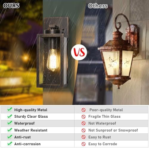 BesLowe Outdoor Wall Light Fixtures, Outside Porch Lights, Antique Copper - Image 2