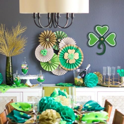 YEAHOME St Patricks Day Shamrock Wall Decorations, 11'' Metal Clover Wall Art Decor, Lucky Shamrock Yard Garden Decor Hanging for Home Front Door, Kitchen, Bathroom, Bedroom, Indoor & Outdoor - Image 4