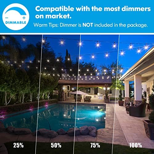 Lakumu 2-Pack 96FT Outdoor String Lights with E12 Filament S14 LED Bulbs - Image 4