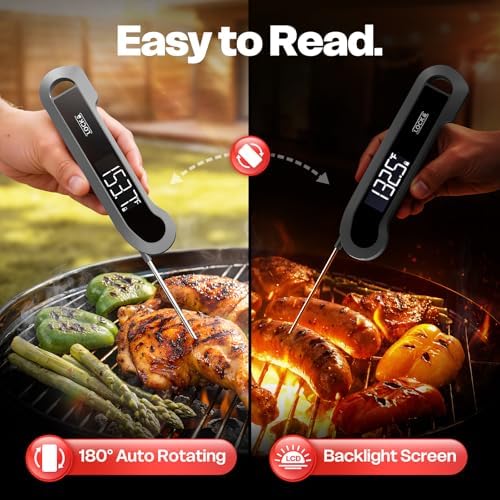 0.3 Sec Instant Read Meat Thermometer Digital for Cooking, Grey - Image 5