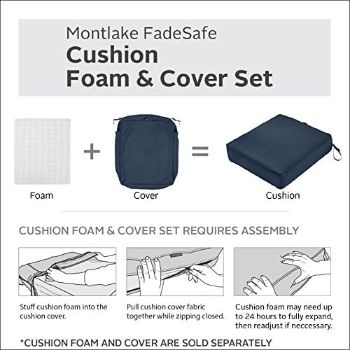 Classic Accessories Montlake Water-Resistant 19 x 20 x 4 Inch Outdoor Back Cushion Slip Cover, Patio Furniture Cushion Cover, Heather Indigo Blue, Patio Furniture Cushion Covers - Image 3