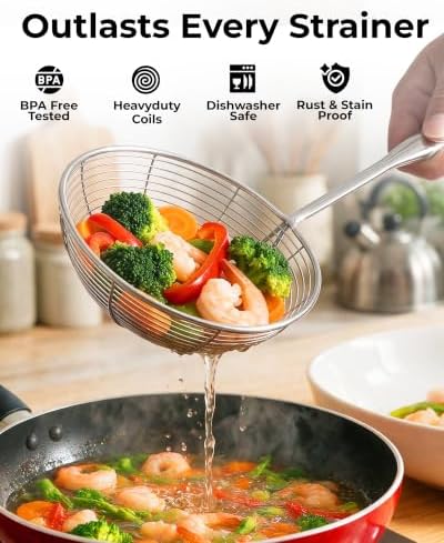 Zulay Kitchen Stainless Steel Skimmer Strainer Ladle - Image 7