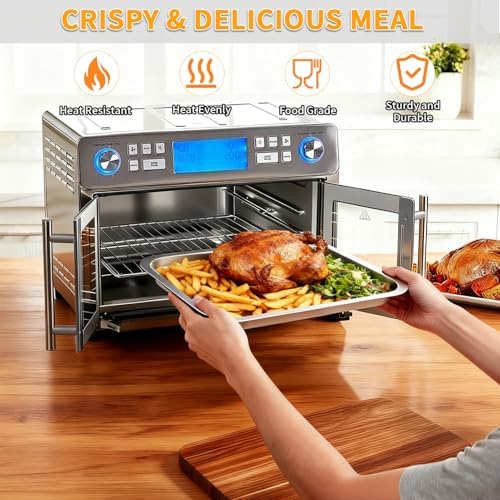 GWY 3-Pack Air Fryer Replacement Parts Compatible with Emeril Lagasse Dual Zone 25 QT Air Fryer Convection Toaster Oven, Includes Food-Grade Steel Mesh Basket, Wire Rack & Grill Pan, Dishwasher Safe - Image 6