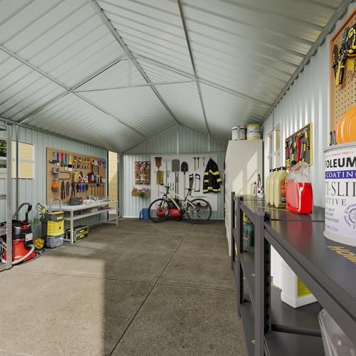 Aoxun 12'x20' Carport Shed Outdoor Metal Storage Sheds, Brown - Image 5