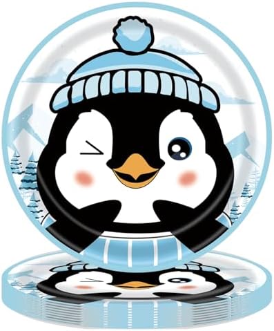 40pcs Penguin Birthday Party Decorations Penguin Paper Plates and Napkins for Winter Party Supplies,Suitable for 20 Guests by UkralMagic