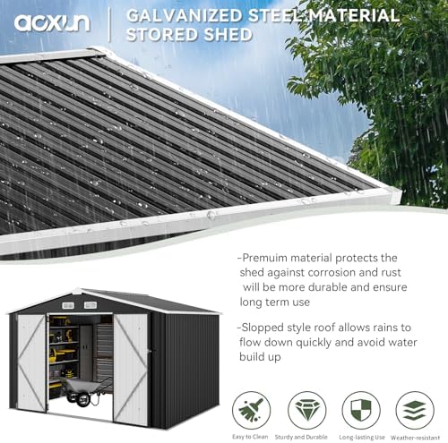 Aoxun 10x8 FT Shed Outdoor Storage Shed, Black - Image 4