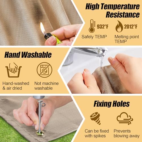Fire Pit Mat, 37.8"x 39.4" Fireproof Blanket for Under Fire Pit, Camel - Image 6